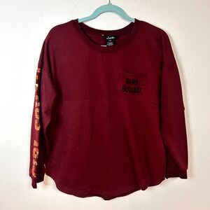 Justify Top Womens Large Maroon Cotton Blend Sequin Drop Shoulder Blouse Preppy